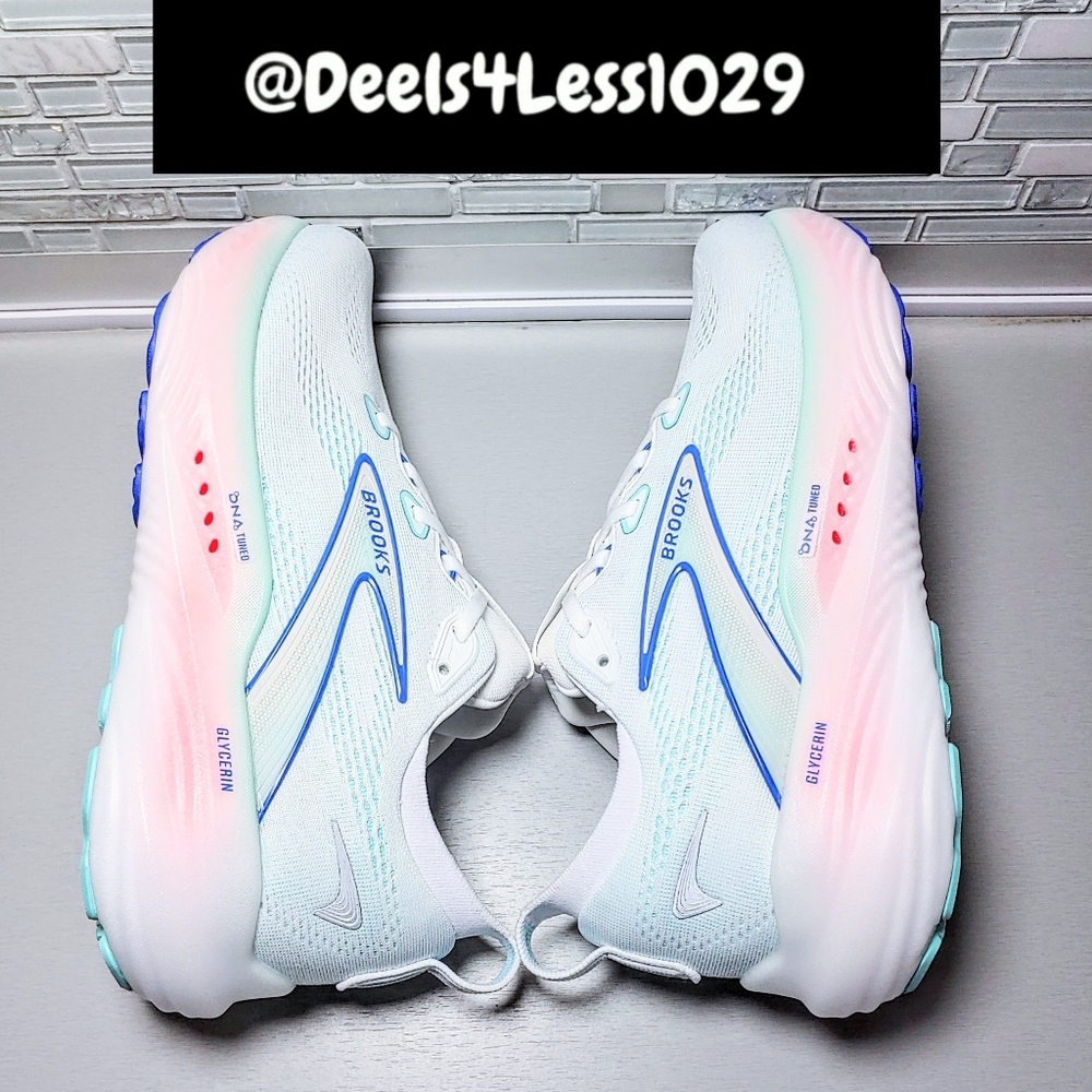 Brooks Glycerin 22 Running Womens White Amparo Blue Pink - Picture 5 of 6